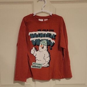Zara Kids Winter Snowman Graphic Tee - Red